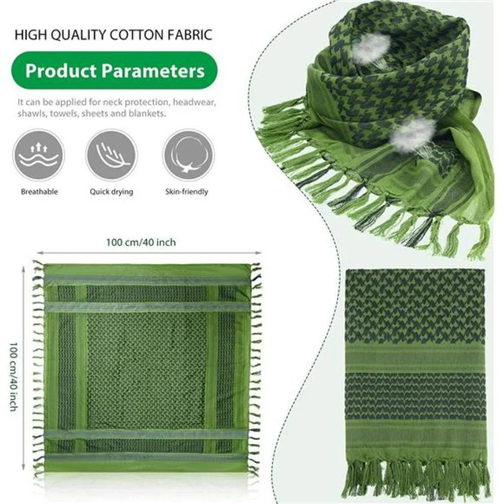 3 Pieces Unisex Scarf Turban Plaid Fringe Scarves